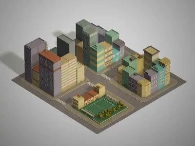 Lowpoly pack of 4 blocks Low-poly 3D model