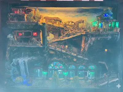 Handmade Mountain Village Diorama LED Lit PBR Asset 3D model