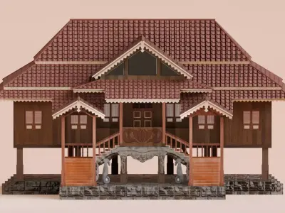 Traditional Houses - Rumah Bubungan Lima Low-poly 3D model