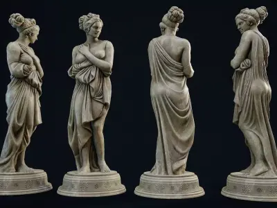 Garden Statue 2 PBR Low-poly 3D model