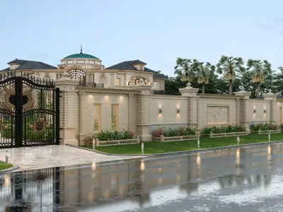 Residential Classic Villa House Exterior Scene 3D model 3D model