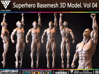 SuperHero Basemesh 3D Model Pose 04 Low-poly 3D model