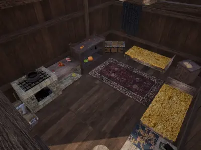 Wooden House Low-poly 3D model