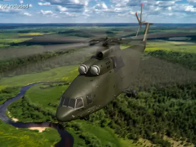  Extra Large Military Cargo Helicopter Green Rigged 