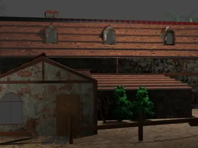 village old house low poly Low-poly 3D model