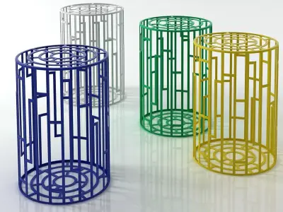 Kub three colorful metal stools 3D model