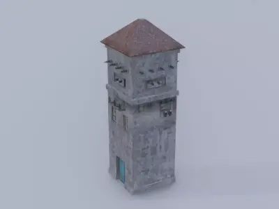 Old railway transformer station Low-poly 3D model