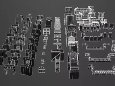 Medieval Castle 3D Modular kit Low-poly 3D model