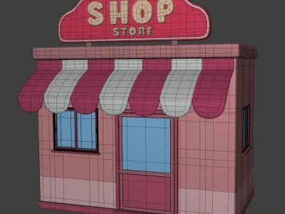 Cartoon Building - Shop - Market Low-poly 3D model