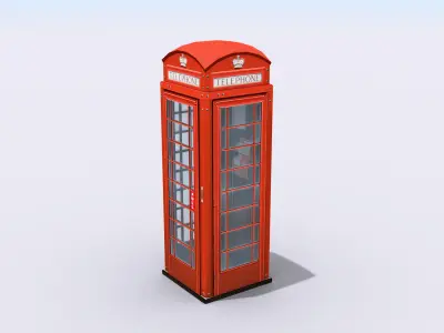 British Phone Booth Low-poly 3D model