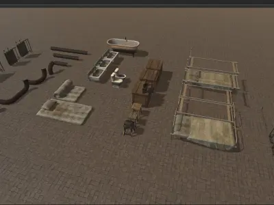 Urban Interior Props Pack Low-poly 3D model