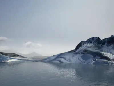 Icebergs icescape snow ice polar pole ocean water sea arctic  3D model