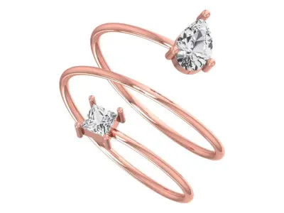 Solitaire Women Spiral Princess Pear Stone Band Ring 3D print model