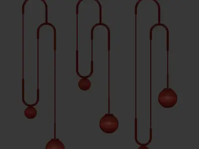 Cradle Brass pulley pendant light 3D model