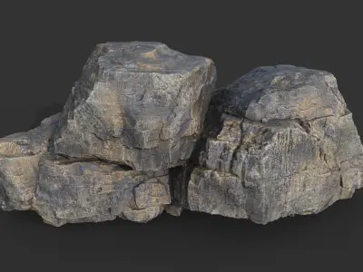 Realistic Granite Rock 01-250609 Low-poly 3D model