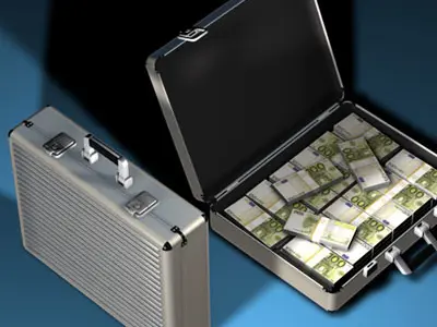 Suitcase with euro 3D model