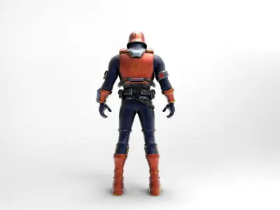Low Poly Red Space Man Low-poly 3D model