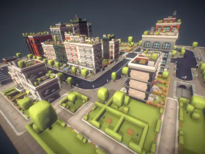 City Set - Proto Series Low-poly 3D model