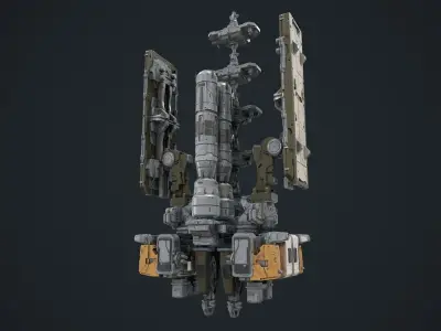 scifi-modelx497-UV-PBR spaceship Low-poly 3D model
