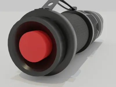 Police LED Flashlight Low-Poly Black Low-poly 3D model