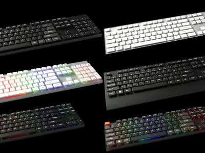 Animated customizable keyboard automatic RGB typing animation Low-poly 3D model