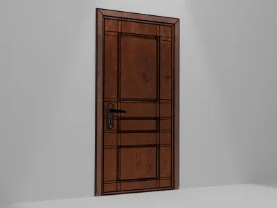 Low Poly 5 Pieces Wooden Doors - For Video Games Low-poly 3D model