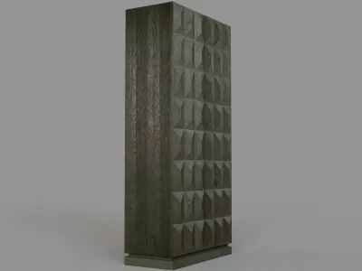Geometric Double Door Cabinet Ash Brown Oak 3D model