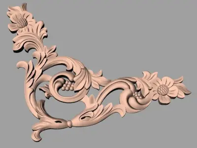 Furniture decorative corner flower 3D STL model for CNC E875 3D model