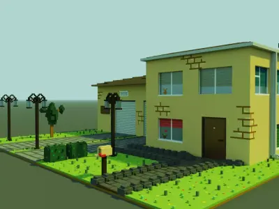 House-Pix house on street Low-poly 3D model