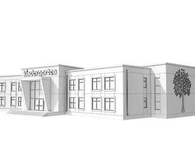 Kindergarten school building 3D model