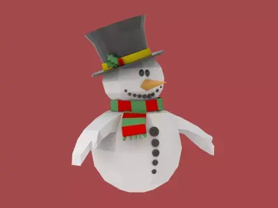 Xmas Snowman Puppet Low-poly 3D model