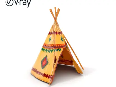 Traditional Teepee Tent Model Pack Low-poly 3D model