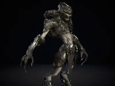 AlienHunter humanoid creature Low-poly 3D model