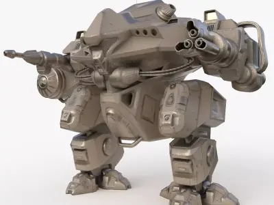 Mecha Robo Cop Clay Vray AI Low-poly 3D model