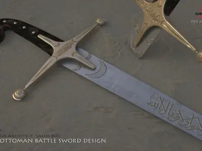 steel sword 3D model Low-poly 3D model