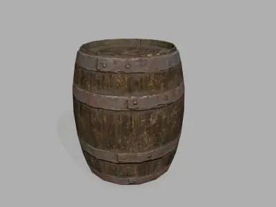 Wooden Barrel Low-poly 3D model