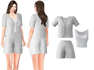 Women Shorts Outfit Low-poly 3D model