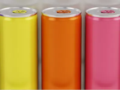 Soda Cans in Refrigerator 3D model