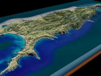 Rebun Island 3d model terrain Low-poly 3D model