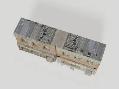Destroyed WW 2 facades Low-poly 3D model