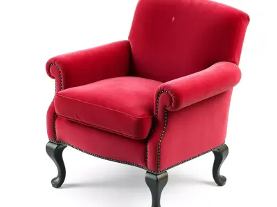 Red Velvet Classic Armchair Low-poly 3D model