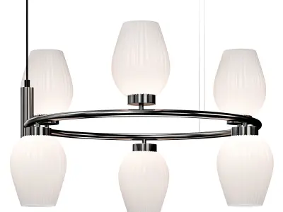 Hanging chandelier with glass shades 3D model