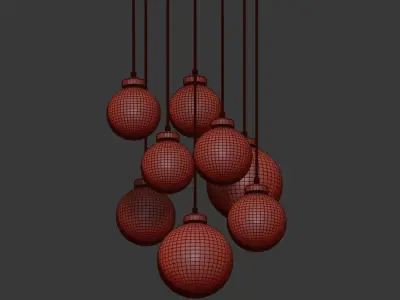 Quentin Glass Globe Brass Chandelier 3D model