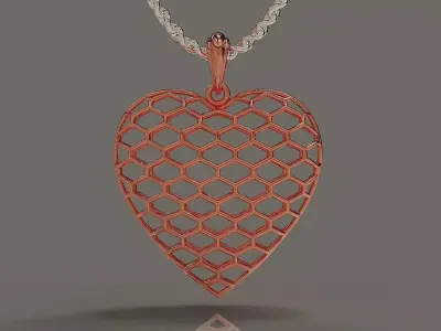 Honeycomb Geometric Heart necklace 3D print model
