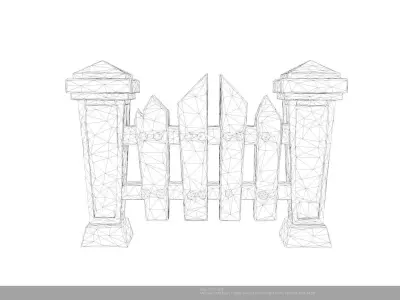 Stylized Wooden Fence 3D Model - AI Low-poly 3D model