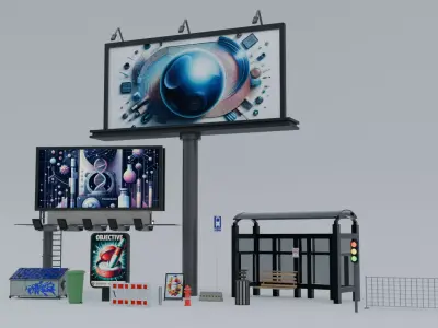 Urban city infill bundle Low-poly 3D model