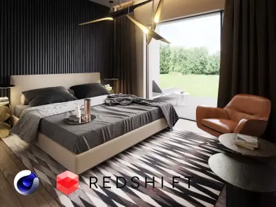 Bedroom Interior Scene for Cinema 4D and Redshift 3D model