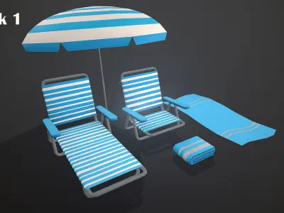 BEACH ASSETS Low-poly 3D model order
