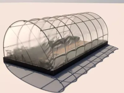 Arched plastic greenhouse Low-poly 3D model