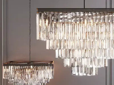 RH 1920S ODEON CLEAR GLASS FRINGE SQUARE 5-TIER Black 3D model